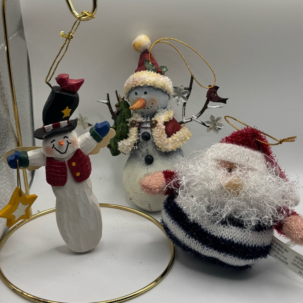 Set of 3 Vintage Snowman Ganz Multicolor Christmas Ornaments